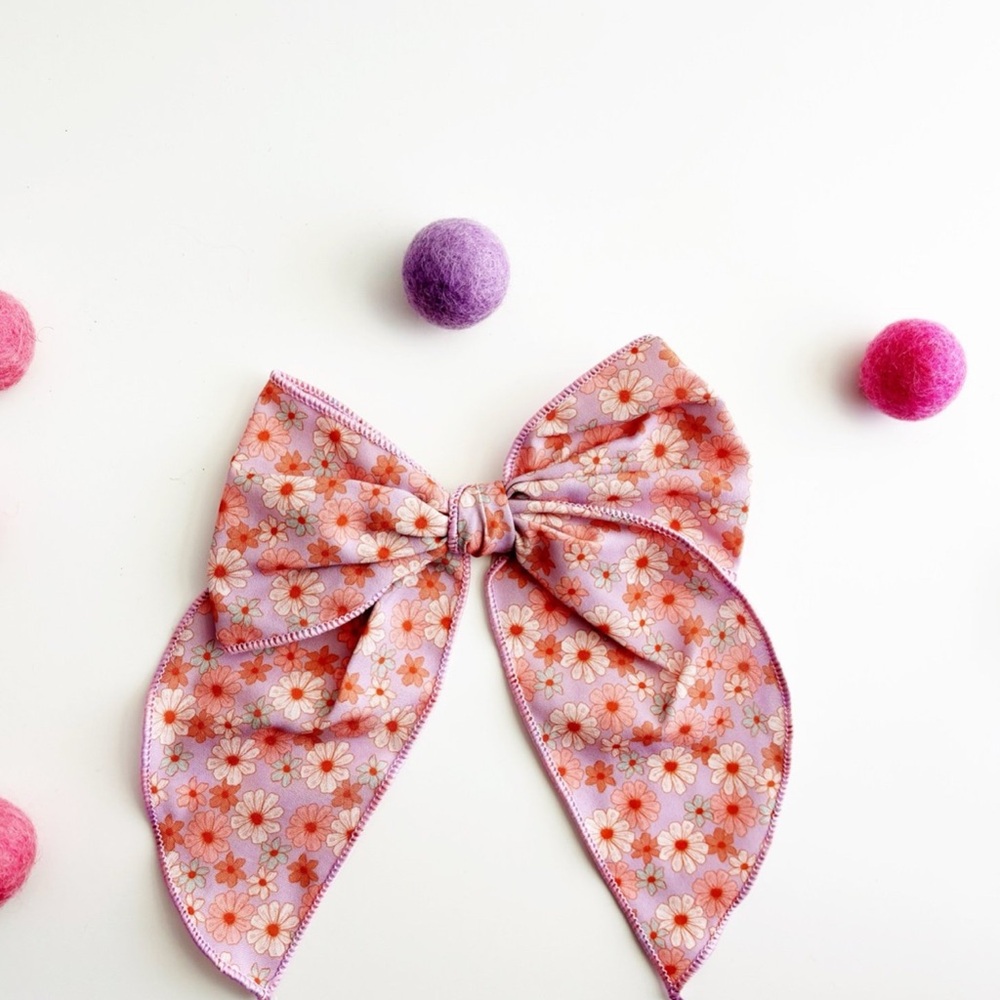 Lavender Flowers Hair Bow